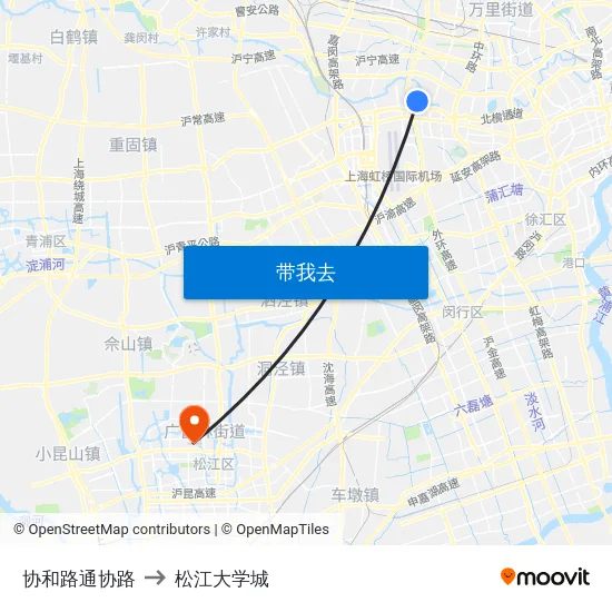 协和路通协路 to 松江大学城 map