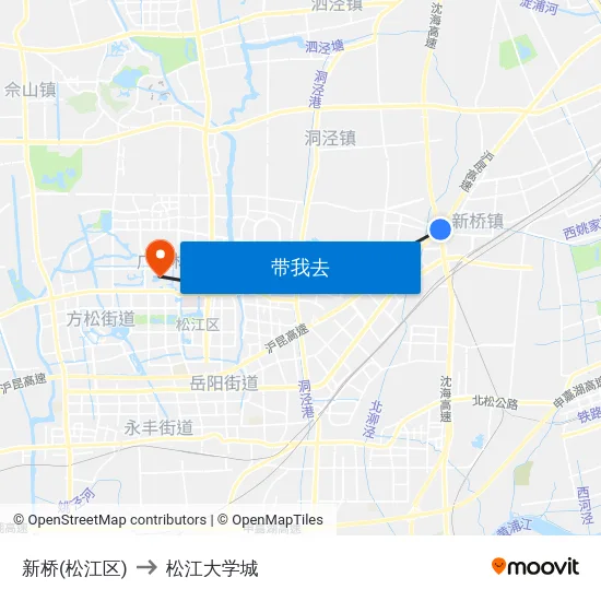 新桥(松江区) to 松江大学城 map