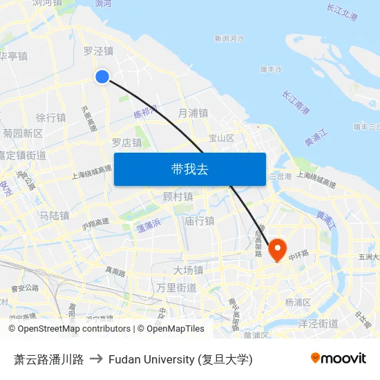 萧云路潘川路 to Fudan University (复旦大学) map