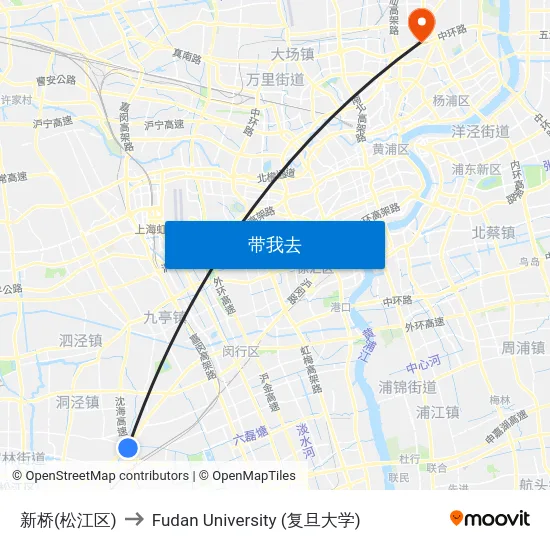 新桥(松江区) to Fudan University (复旦大学) map