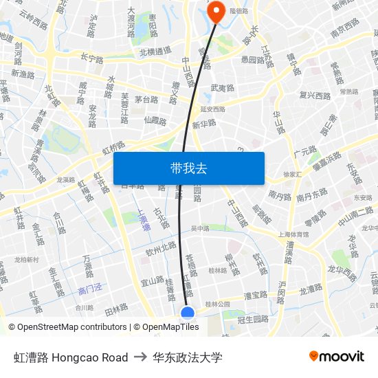 虹漕路 Hongcao Road to 华东政法大学 map