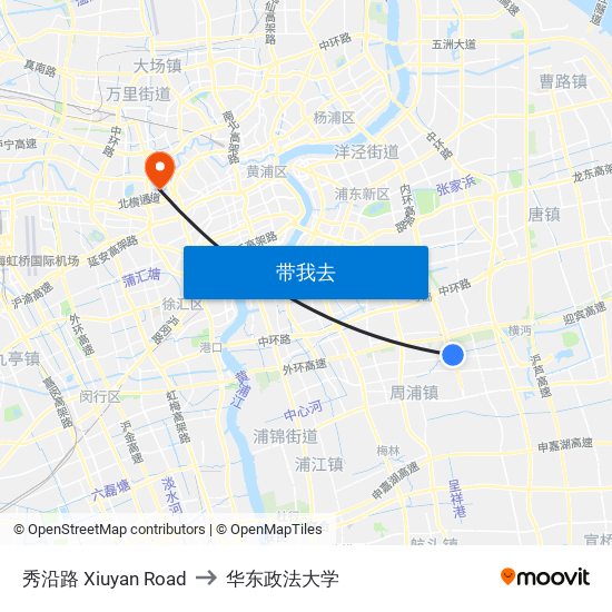 秀沿路 Xiuyan Road to 华东政法大学 map