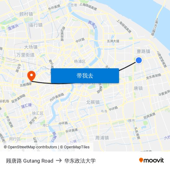 顾唐路 Gutang Road to 华东政法大学 map