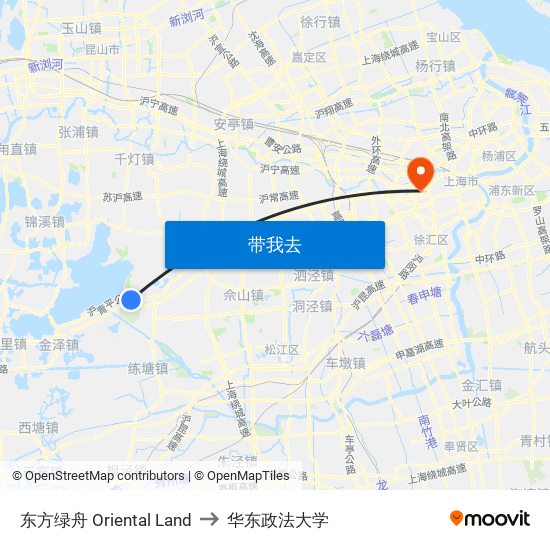 东方绿舟 Oriental Land to 华东政法大学 map