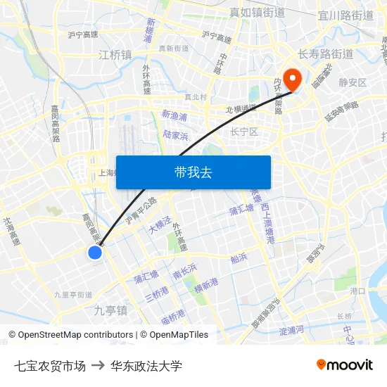 七宝农贸市场 to 华东政法大学 map