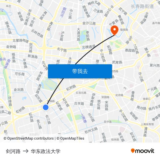 剑河路 to 华东政法大学 map