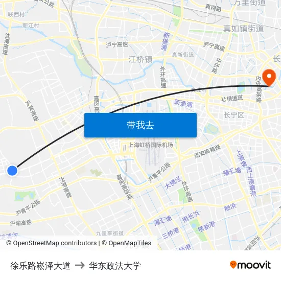 徐乐路崧泽大道 to 华东政法大学 map