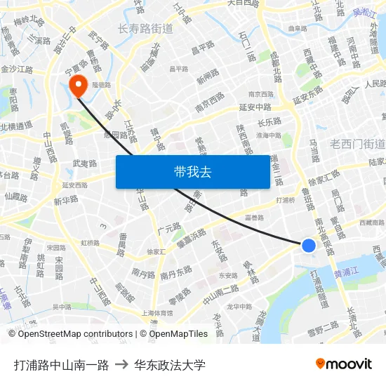 打浦路中山南一路 to 华东政法大学 map