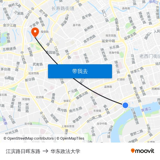 江滨路日晖东路 to 华东政法大学 map