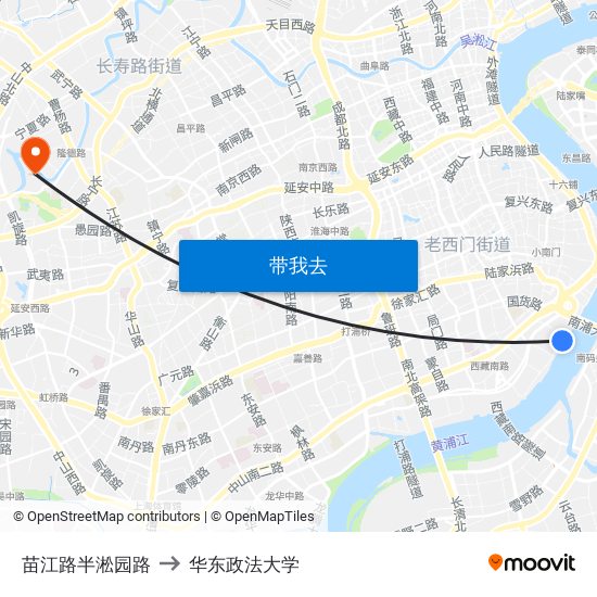 苗江路半淞园路 to 华东政法大学 map