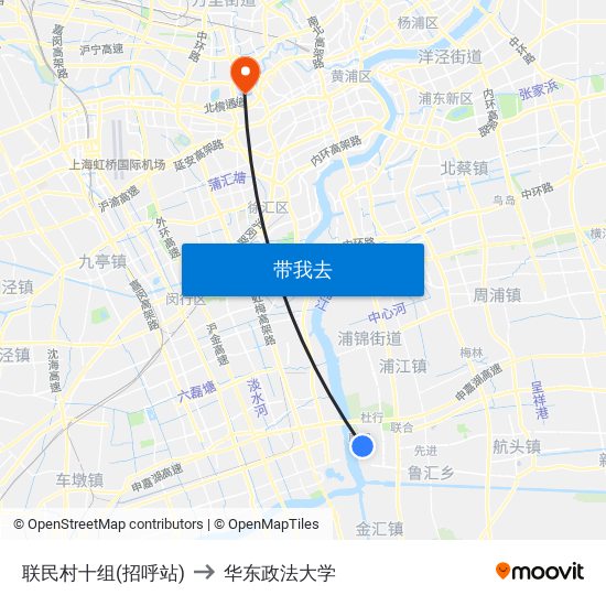 联民村十组(招呼站) to 华东政法大学 map