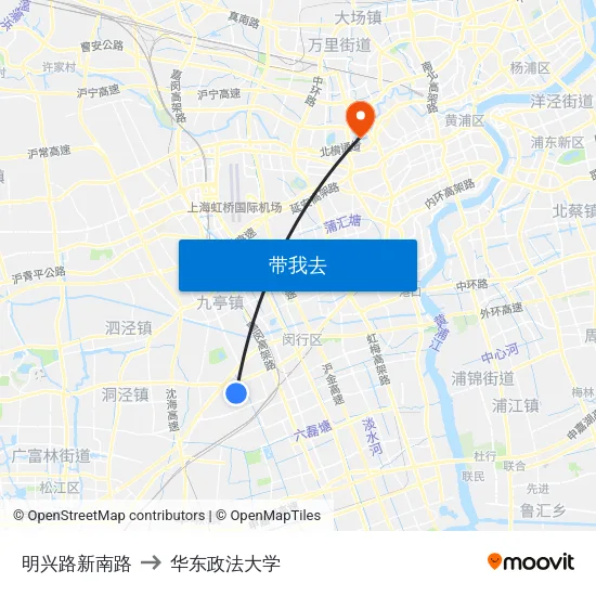 明兴路新南路 to 华东政法大学 map