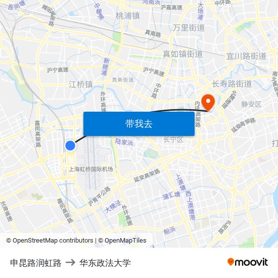 申昆路润虹路 to 华东政法大学 map