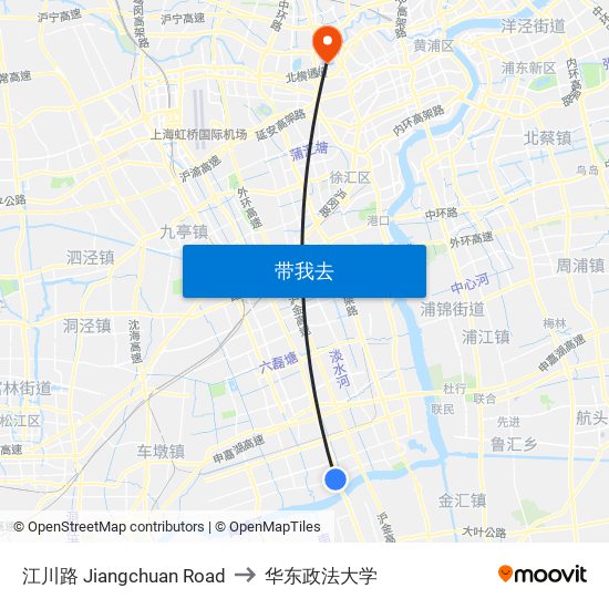 江川路 Jiangchuan Road to 华东政法大学 map