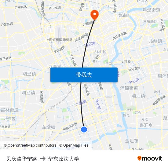 凤庆路华宁路 to 华东政法大学 map