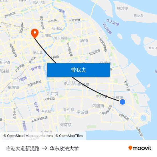 临港大道新泥路 to 华东政法大学 map