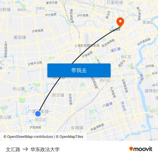 文汇路 to 华东政法大学 map