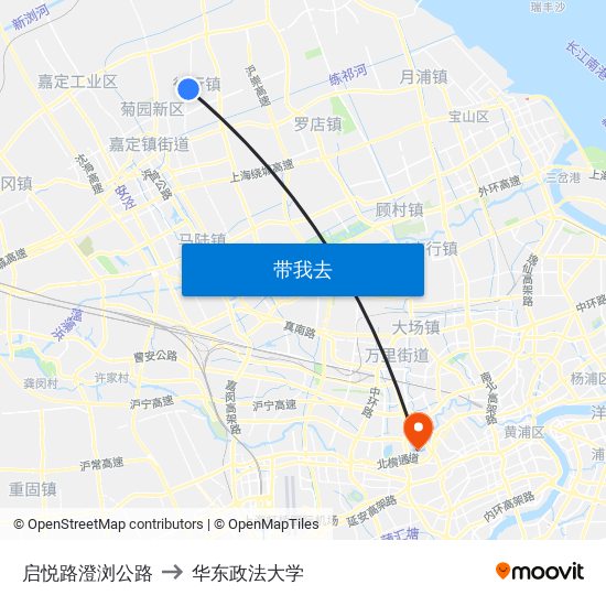启悦路澄浏公路 to 华东政法大学 map
