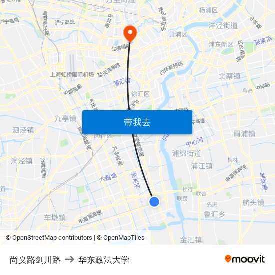 尚义路剑川路 to 华东政法大学 map