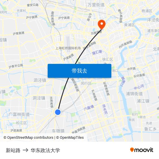 新站路 to 华东政法大学 map