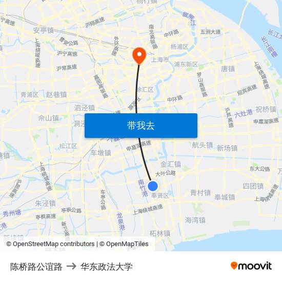 陈桥路公谊路 to 华东政法大学 map