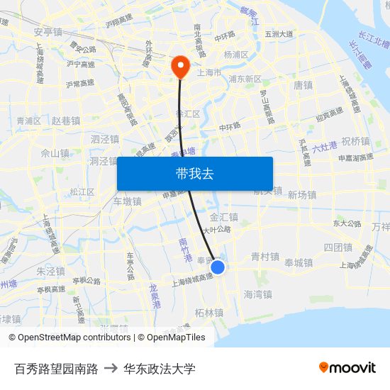 百秀路望园南路 to 华东政法大学 map