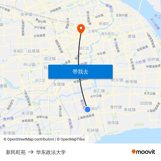 新民旺苑 to 华东政法大学 map
