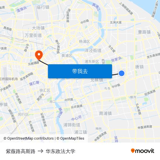 紫薇路高斯路 to 华东政法大学 map