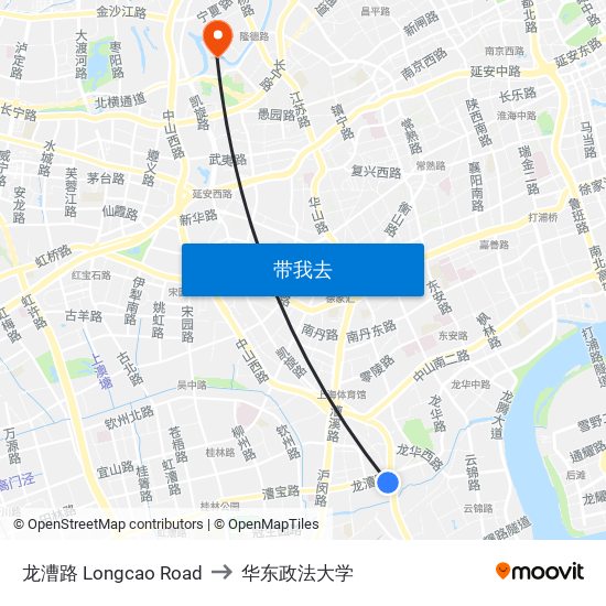 龙漕路 Longcao Road to 华东政法大学 map