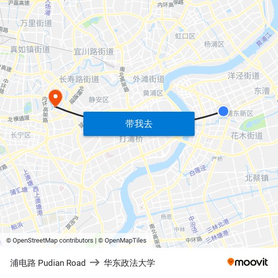 浦电路 Pudian Road to 华东政法大学 map