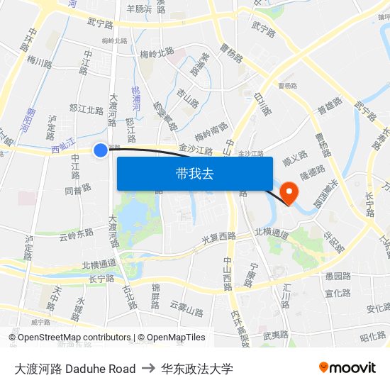 大渡河路 Daduhe Road to 华东政法大学 map