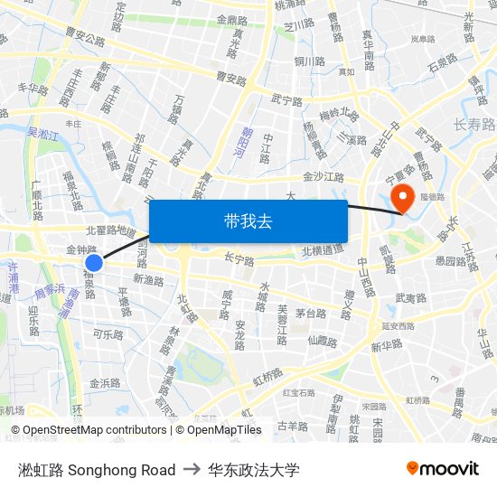淞虹路 Songhong Road to 华东政法大学 map