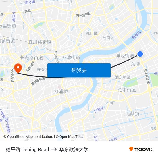 德平路 Deping Road to 华东政法大学 map