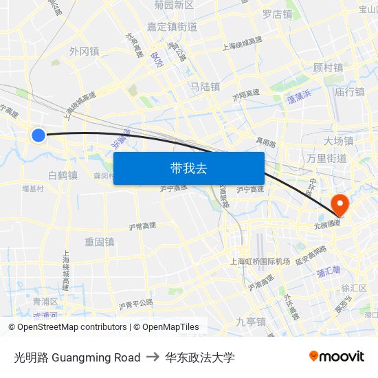 光明路 Guangming Road to 华东政法大学 map