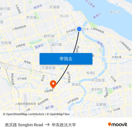 淞滨路 Songbin Road to 华东政法大学 map