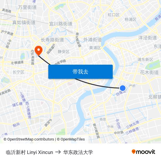 临沂新村 Linyi Xincun to 华东政法大学 map