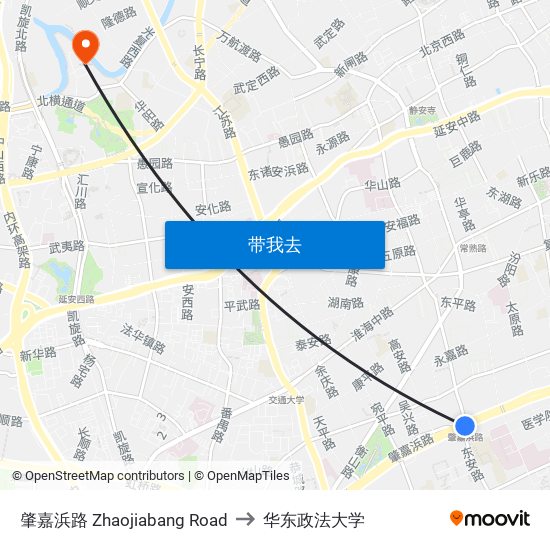 肇嘉浜路 Zhaojiabang Road to 华东政法大学 map