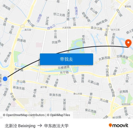 北新泾 Beixinjing to 华东政法大学 map