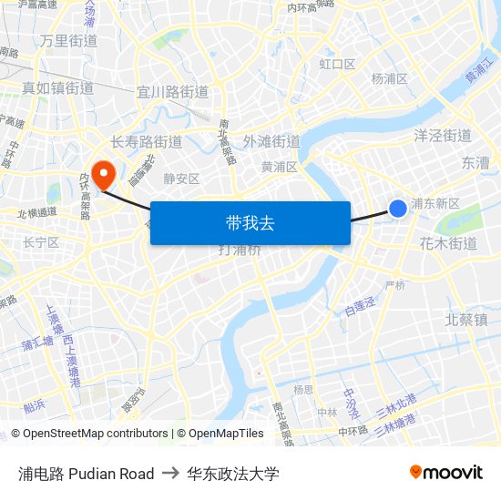 浦电路 Pudian Road to 华东政法大学 map