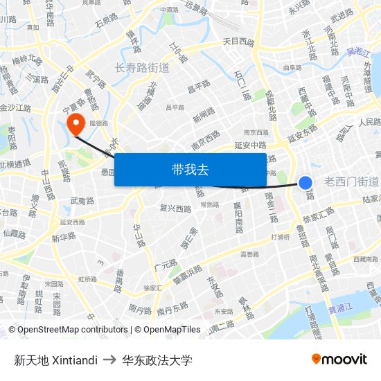 新天地 Xintiandi to 华东政法大学 map