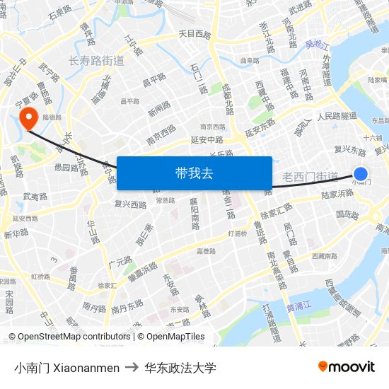 小南门 Xiaonanmen to 华东政法大学 map