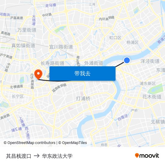 其昌栈渡口 to 华东政法大学 map