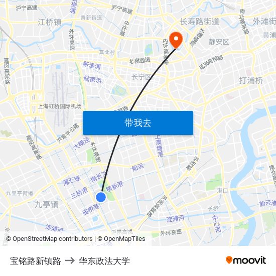 宝铭路新镇路 to 华东政法大学 map