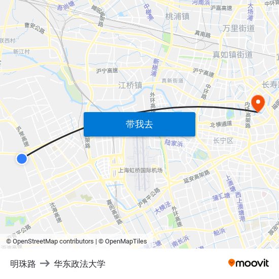 明珠路 to 华东政法大学 map