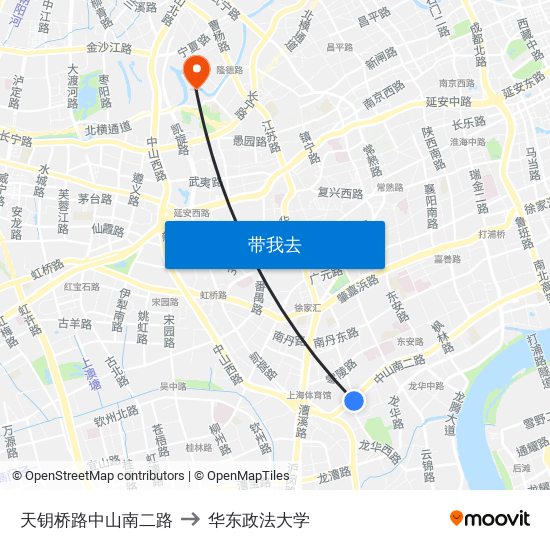 天钥桥路中山南二路 to 华东政法大学 map