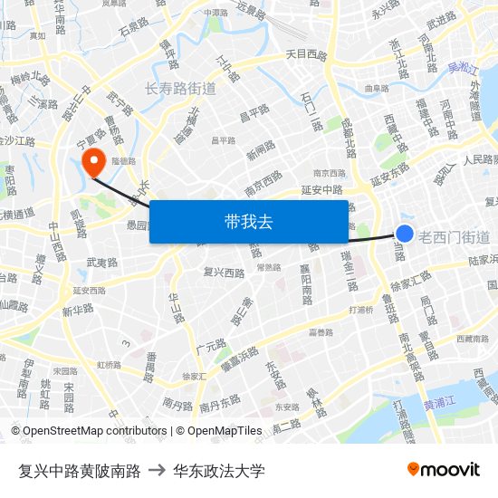 复兴中路黄陂南路 to 华东政法大学 map