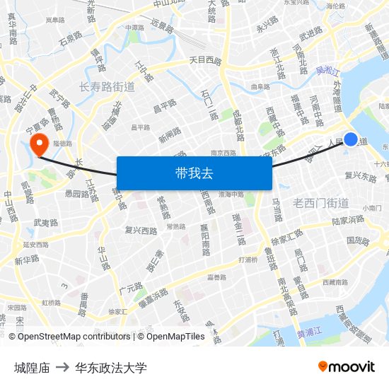 城隍庙 to 华东政法大学 map