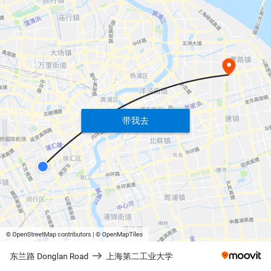 东兰路 Donglan Road to 上海第二工业大学 map