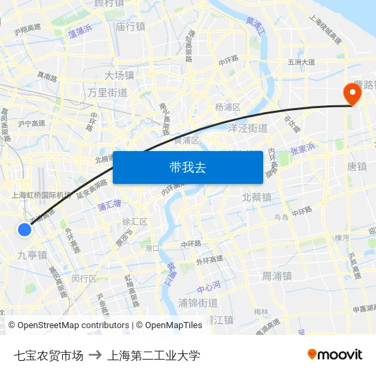 七宝农贸市场 to 上海第二工业大学 map