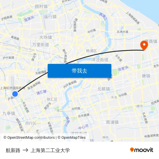 航新路 to 上海第二工业大学 map